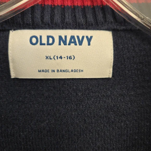 Kid's 100% Cotton Navy Cherry Sweater - Preppy, Relaxed Fit, Y2k, Gilmore Girls - Picture 3 of 5